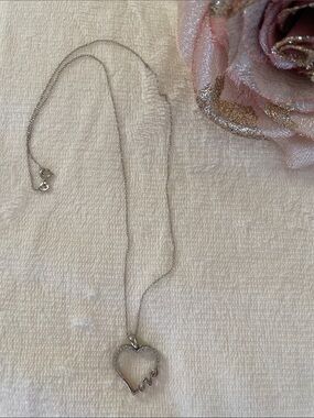 Vtg.SPI 925 Italy Sterling Silver CZ Studded Heart LOVE Pendant Necklace